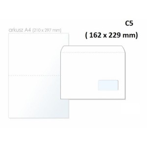Koperta uniwersalna C5 SK NC KOPERTY kol. biały papier 162 x 229mm 80g okno prawe 45 x 90mm długi bok 500 szt. [11427199]