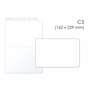 Koperta uniwersalna C5 HK BONG kol. biały papier 162 x 229mm 90g foliowana 25 szt. 2257-25