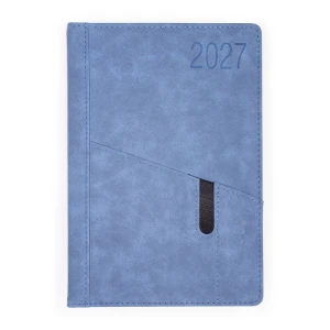Kalendarz 2027 książkowy A5 dzienny registry drukowane OPUS Saturn kol. niebieski [O.Diary Saturn]