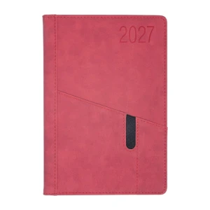 Kalendarz 2027 książkowy A5 dzienny registry drukowane OPUS Saturn kol. czerwony [O.Diary Saturn]