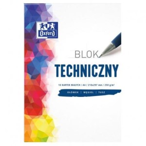 Blok techniczny kol. biały A4 250g 10 kartek OXFORD 400093199