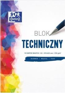 Blok techniczny kol. biały A3 250g 10 kartek OXFORD 400093232