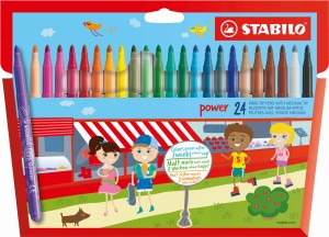 Flamastry STABILO POWER końcówka M 2mm kpl. 24 kol. nie zasycha 280/24-01